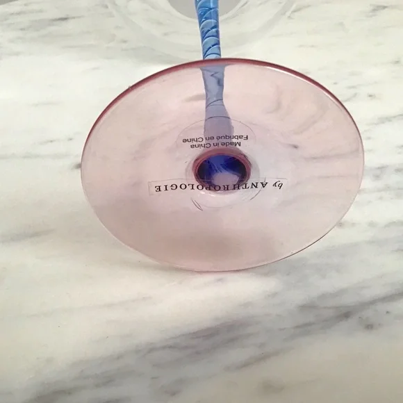Anthropologie Coupe Glasses Handpainted Handblown Set Of Four New In Box NWT - Picture 8 of 9